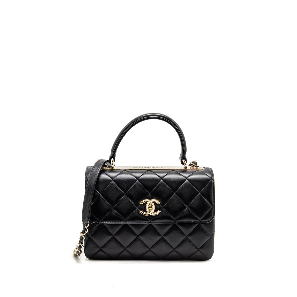 CHANEL TOP HANDLE TRENDY CC FLAP BAG LAMBSKIN BLACK LGHW