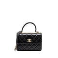 CHANEL TOP HANDLE TRENDY CC FLAP BAG LAMBSKIN BLACK LGHW