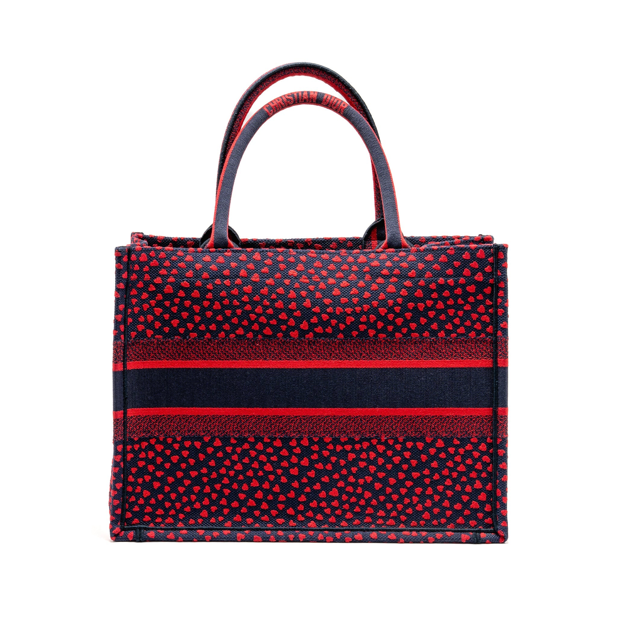 DIOR MEDIUM DIOR BOOK TOTE I LOVE PARIS CANVAS RED / NAVY