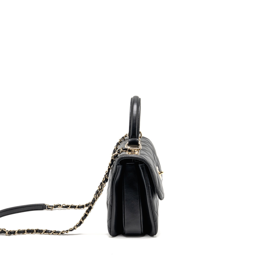 CHANEL TOP HANDLE TRENDY CC FLAP BAG LAMBSKIN BLACK LGHW