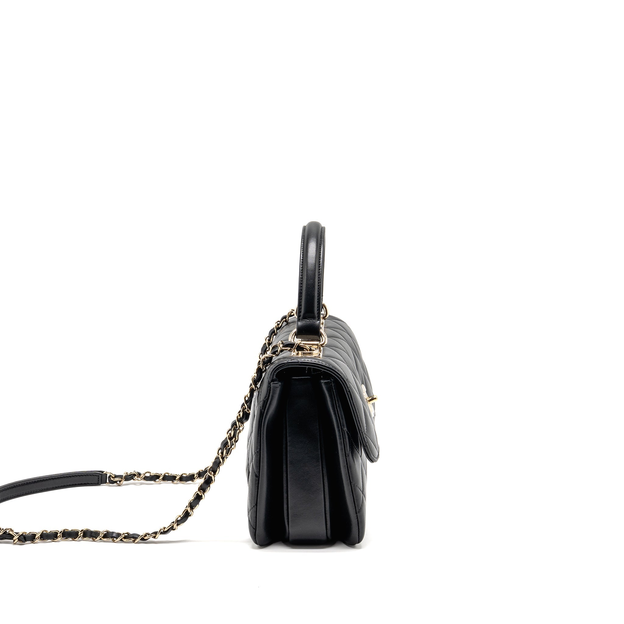 CHANEL TOP HANDLE TRENDY CC FLAP BAG LAMBSKIN BLACK LGHW