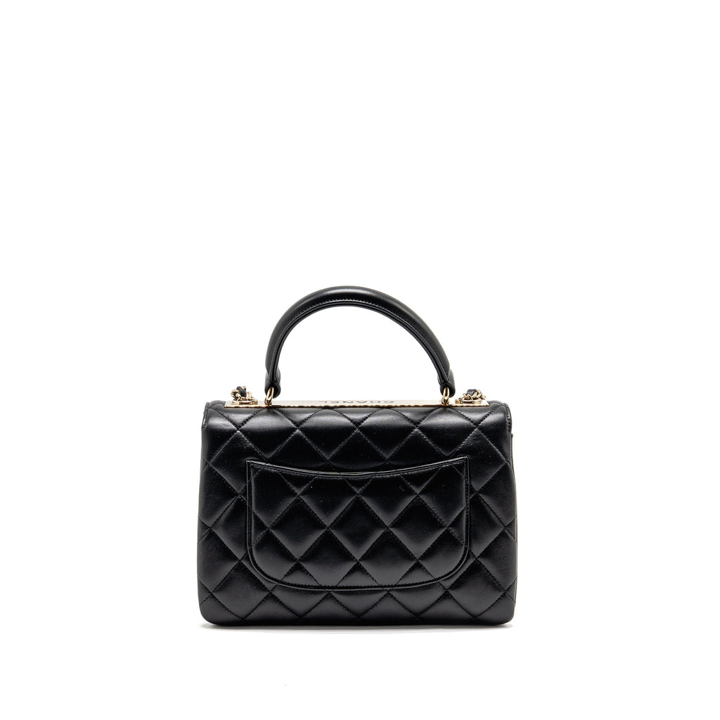 CHANEL TOP HANDLE TRENDY CC FLAP BAG LAMBSKIN BLACK LGHW