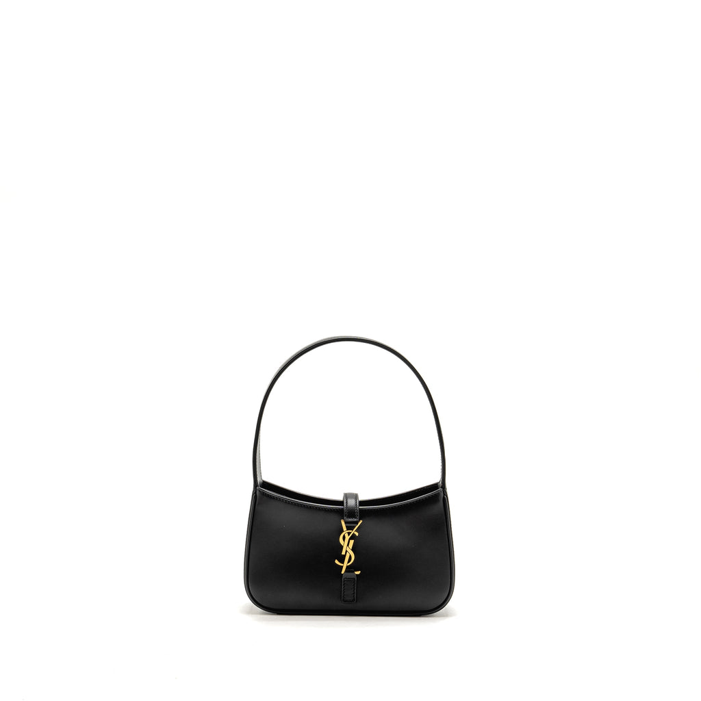 SAINT LAURENT/YSL MINI LE 5 A 7 HOBO BAG SMOOTH CALFSKIN BLACK GHW
