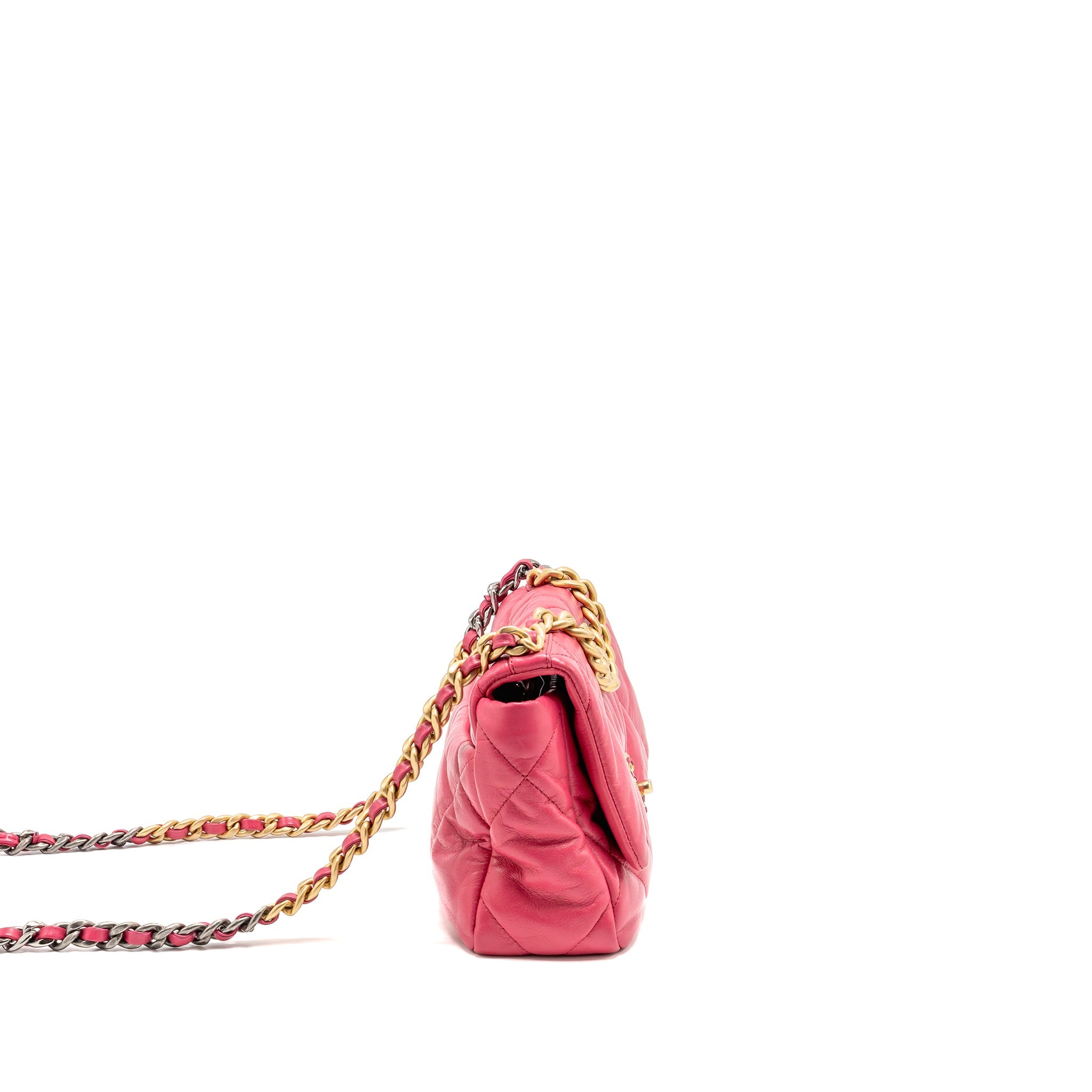 CHANEL SMALL 19 BAG LAMBSKIN PINK MULTICOLOUR HARDWARE