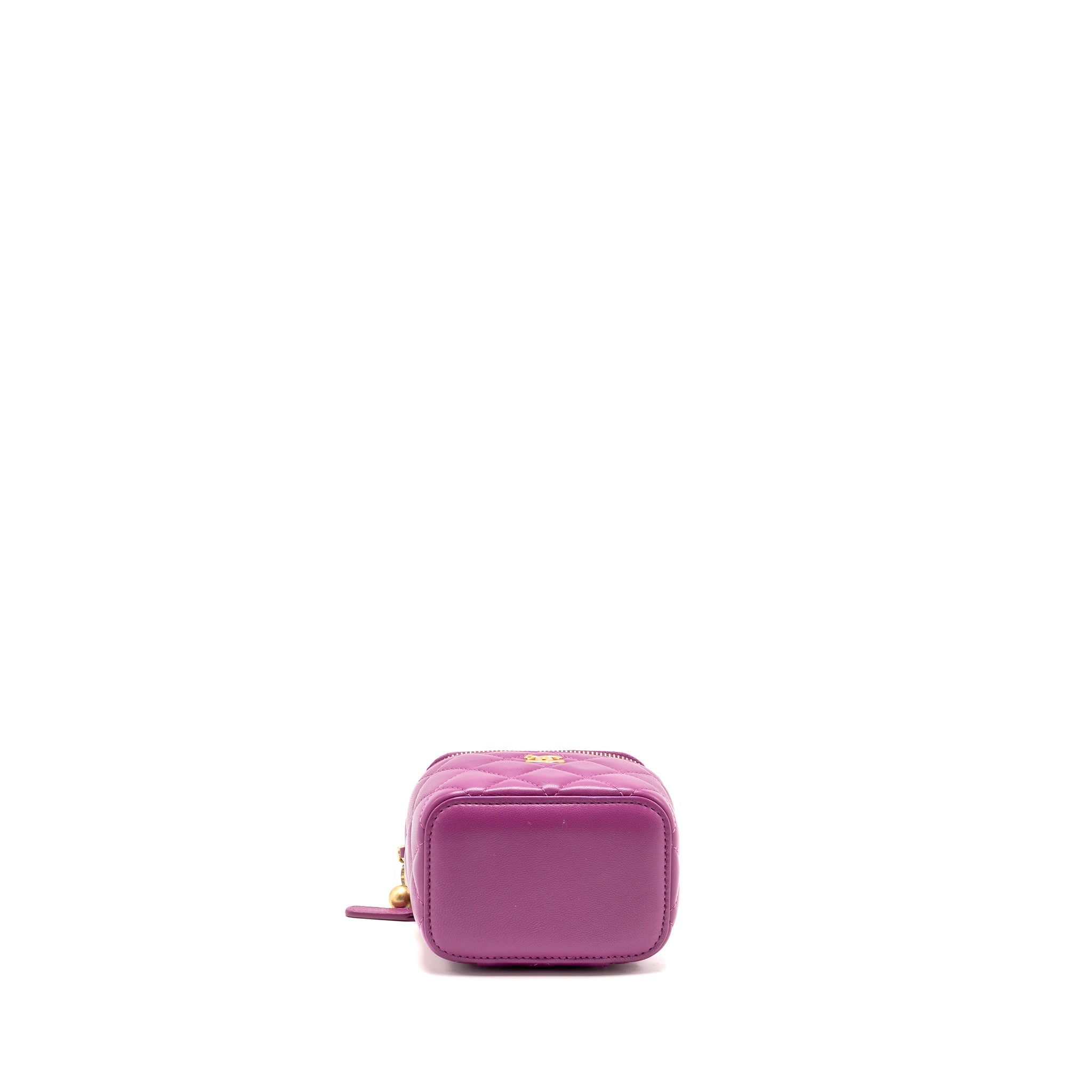 CHANEL PEARL CRUSH MINI VANITY WITH CHAIN LAMBSKIN PURPLE GHW
