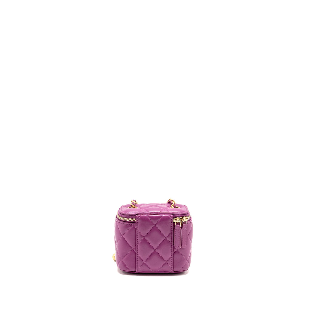 CHANEL PEARL CRUSH MINI VANITY WITH CHAIN LAMBSKIN PURPLE GHW