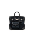 HERMES BIRKIN 25 CARGO TOILE GOELAND/SWIFT BLACK SHW