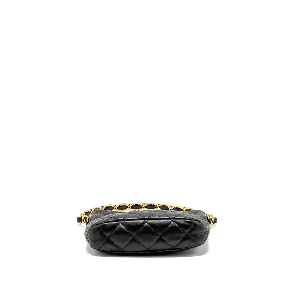 CHANEL 22K HOBO SHOULDER BAG LAMBSKIN BLACK GHW