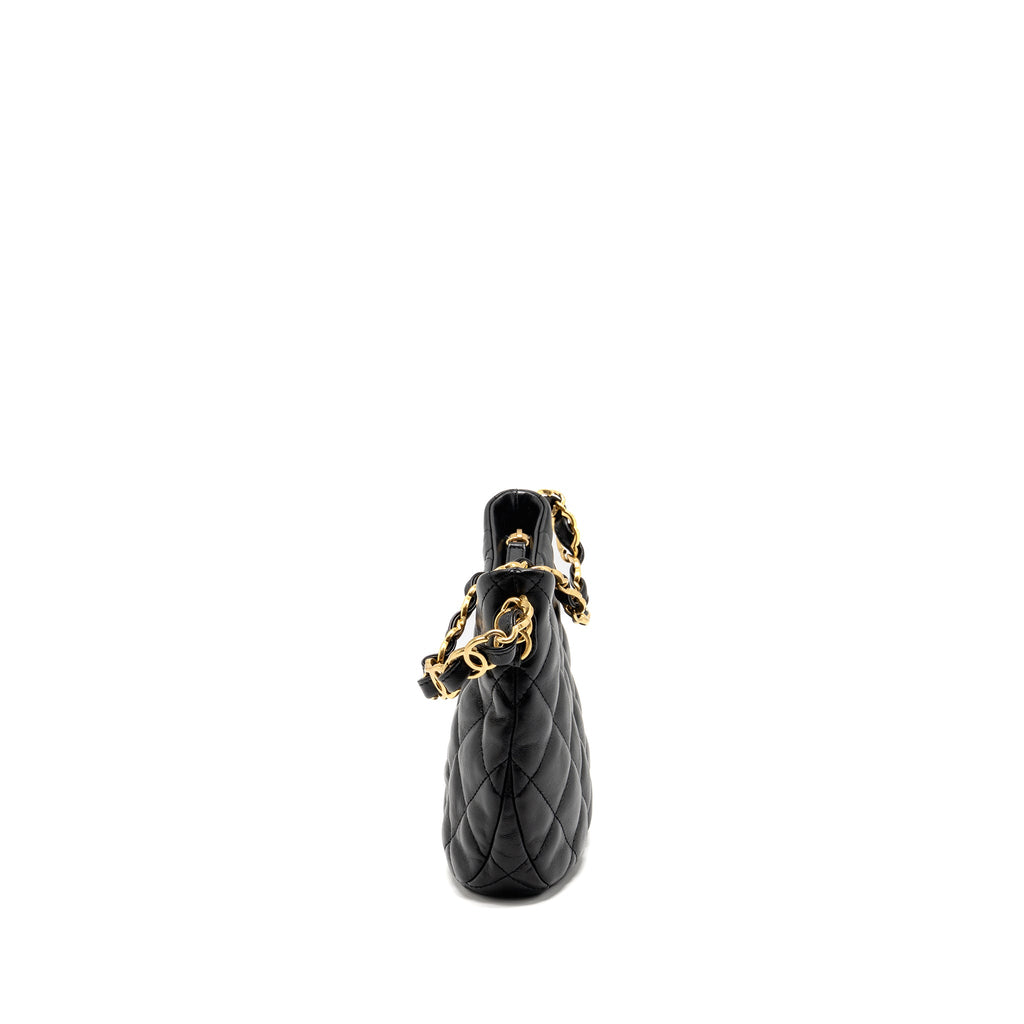 CHANEL 22K HOBO SHOULDER BAG LAMBSKIN BLACK GHW
