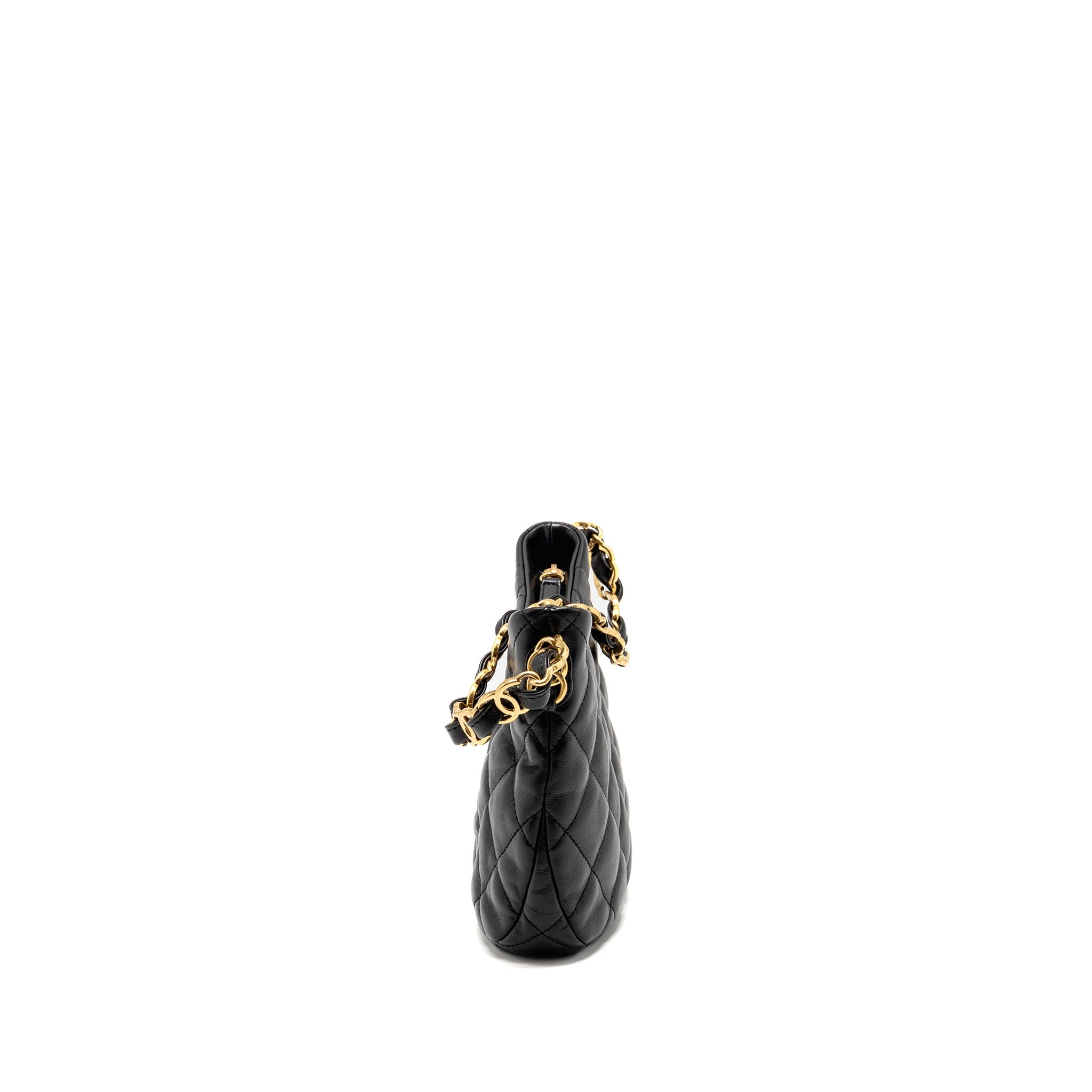 CHANEL 22K HOBO SHOULDER BAG LAMBSKIN BLACK GHW