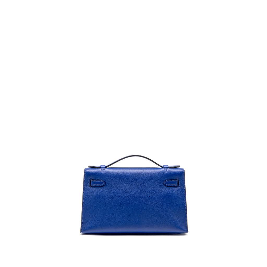 HERMES KELLY POCHETTE SWIFT BLUE ELECTRIC GHW
