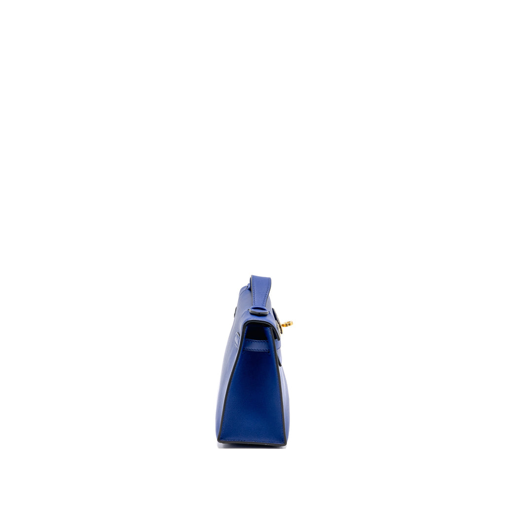 HERMES KELLY POCHETTE SWIFT BLUE ELECTRIC GHW