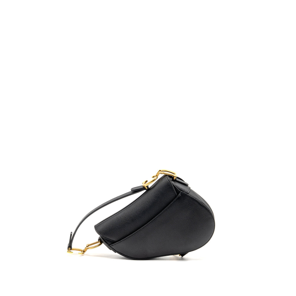 DIOR MINI SADDLE GRAINED CALFSKIN BLACK GHW