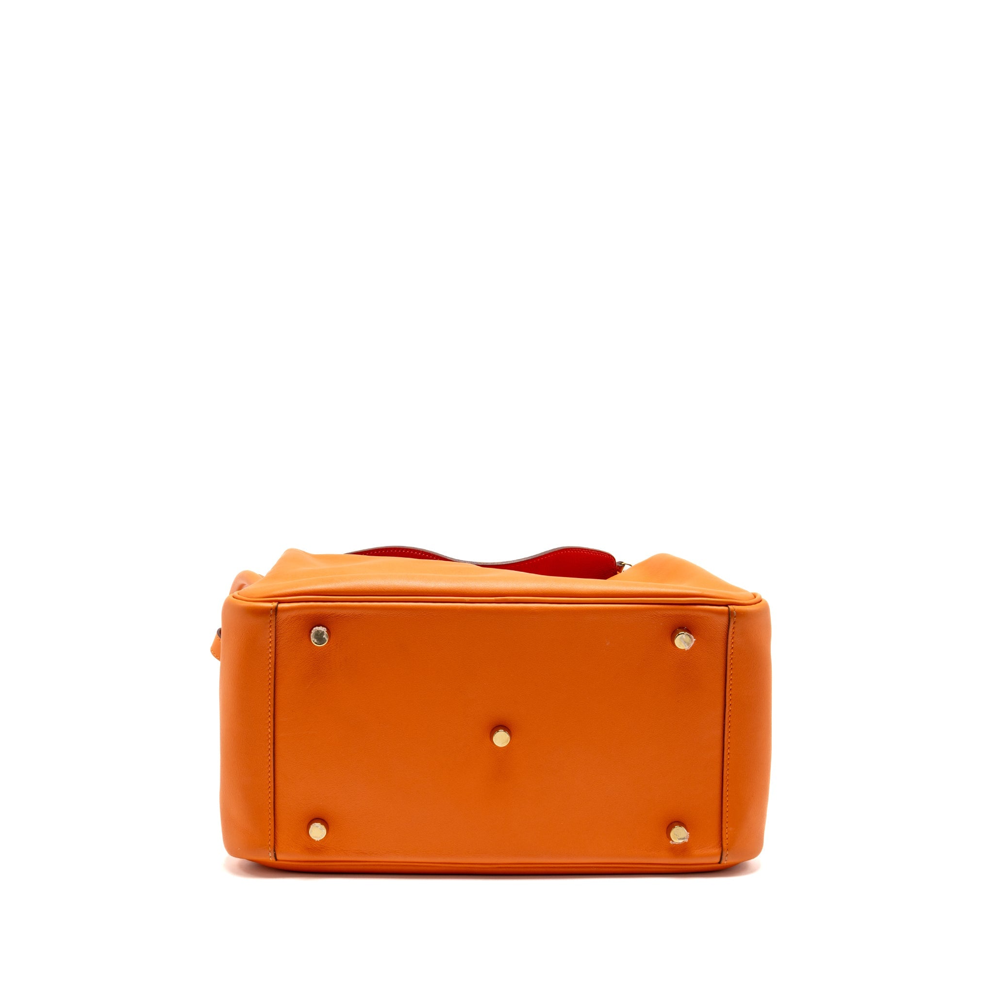 HERMES LINDY 30 SWIFT LEATHER ORANGE / RED LGHW