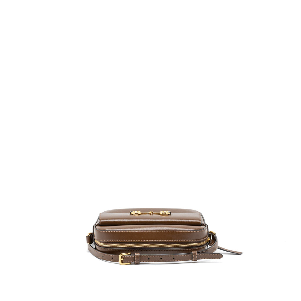 GUCCI HORSEBIT SHOULDER BAG CALFSKIN BROWN GHW
