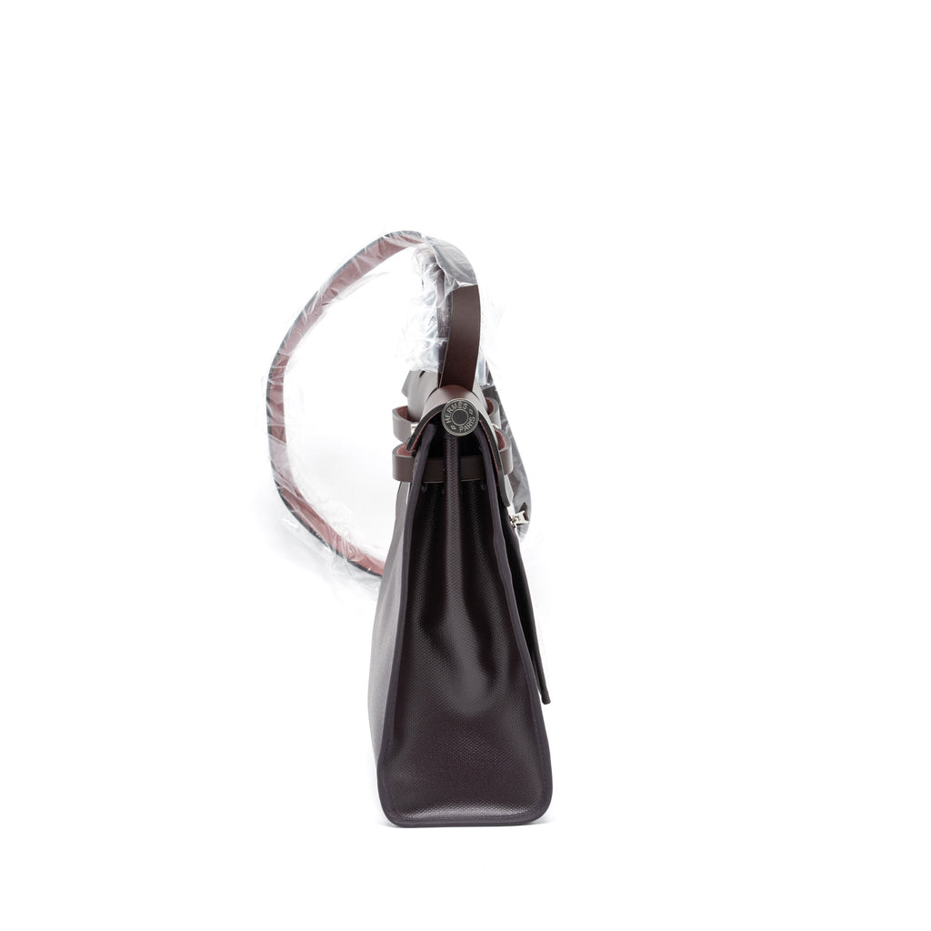 HERMES HERBAG 31 ZIP BAG TOILE H BERLINE CANVAS/VACHE HUNTER CASSIS/BLACK/ROUGE SELLIER SHW