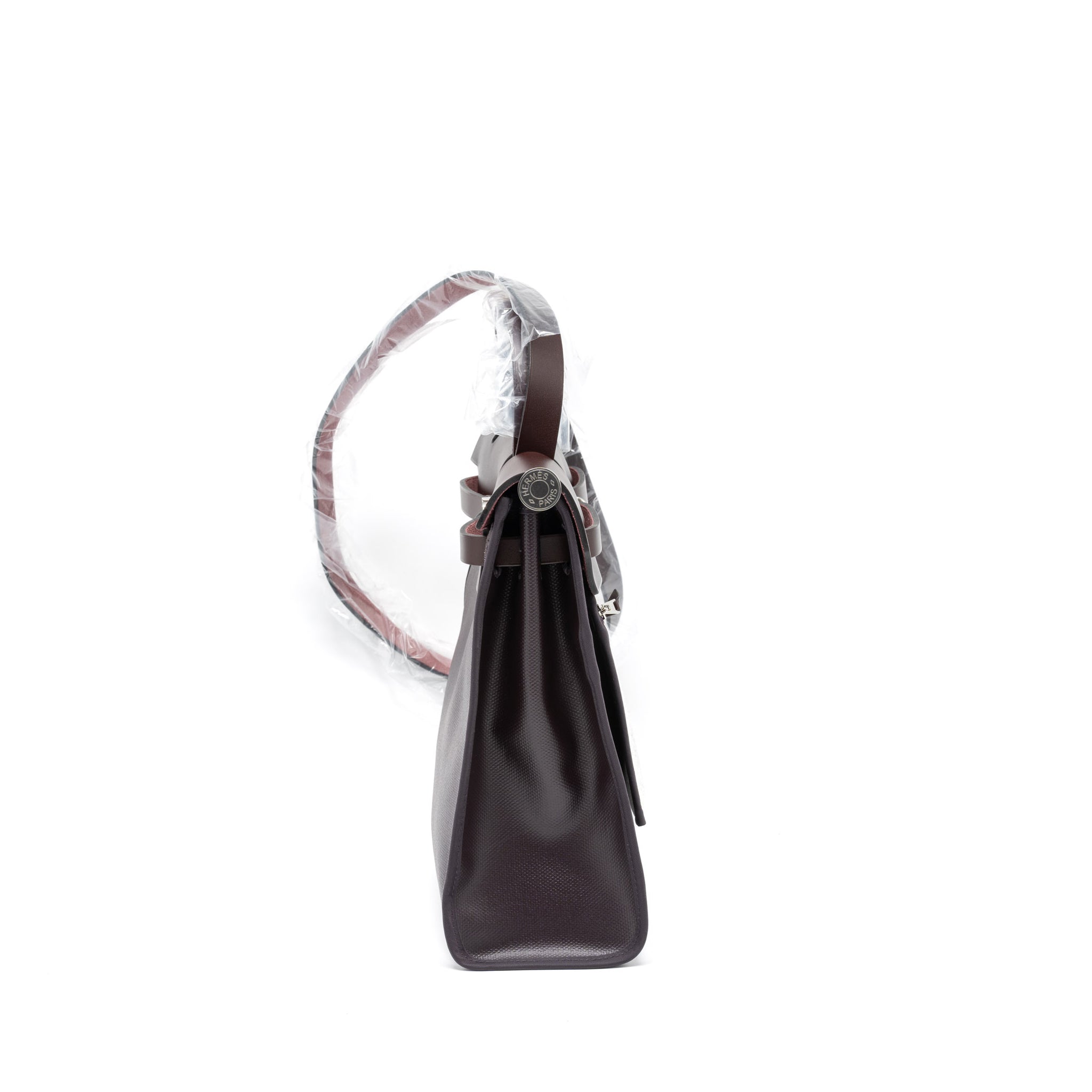 HERMES HERBAG 31 ZIP BAG TOILE H BERLINE CANVAS/VACHE HUNTER CASSIS/BLACK/ROUGE SELLIER SHW