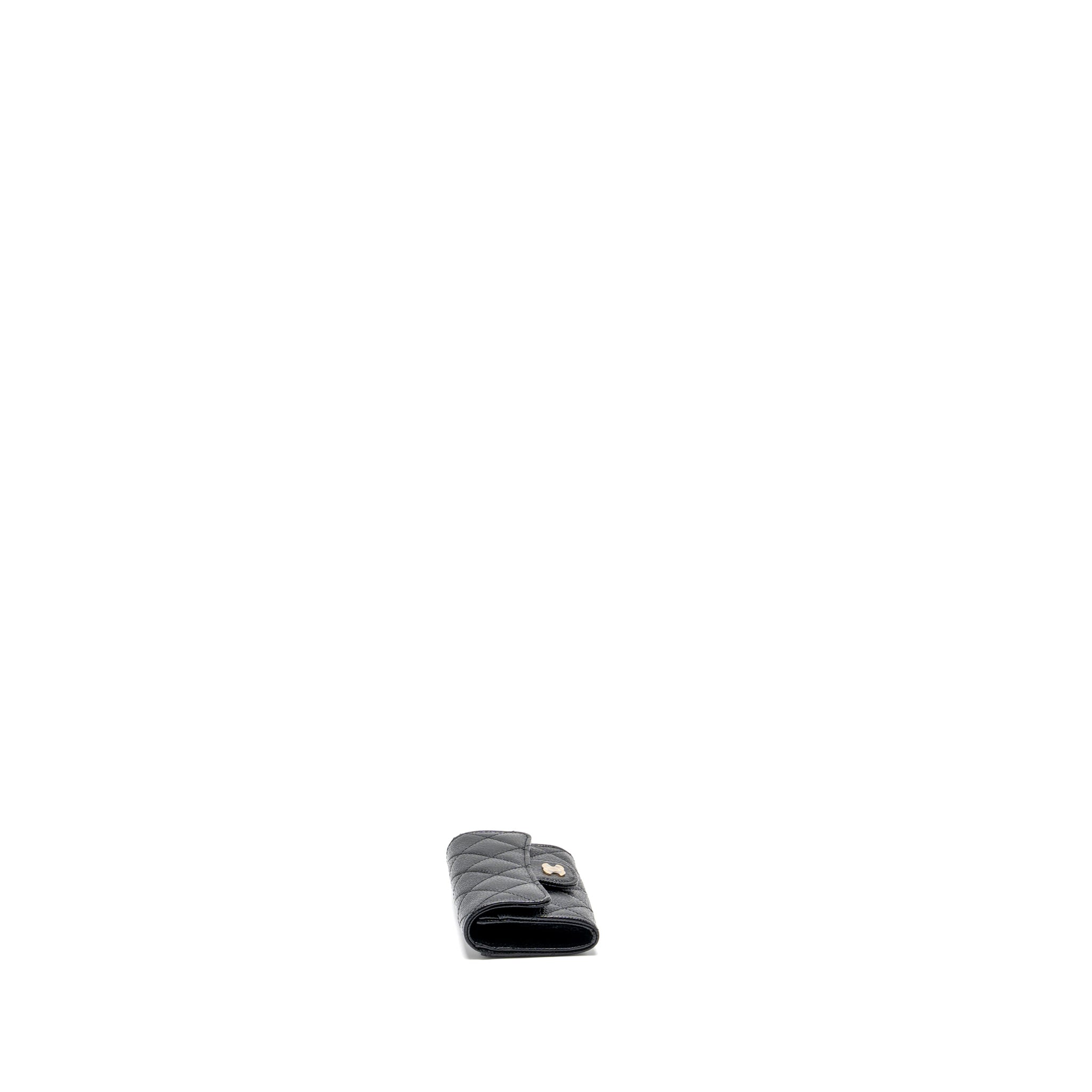 CHANEL CLASSIC FLAP CARD HOLDER CAVIAR BLACK GHW (MICROCHIP)