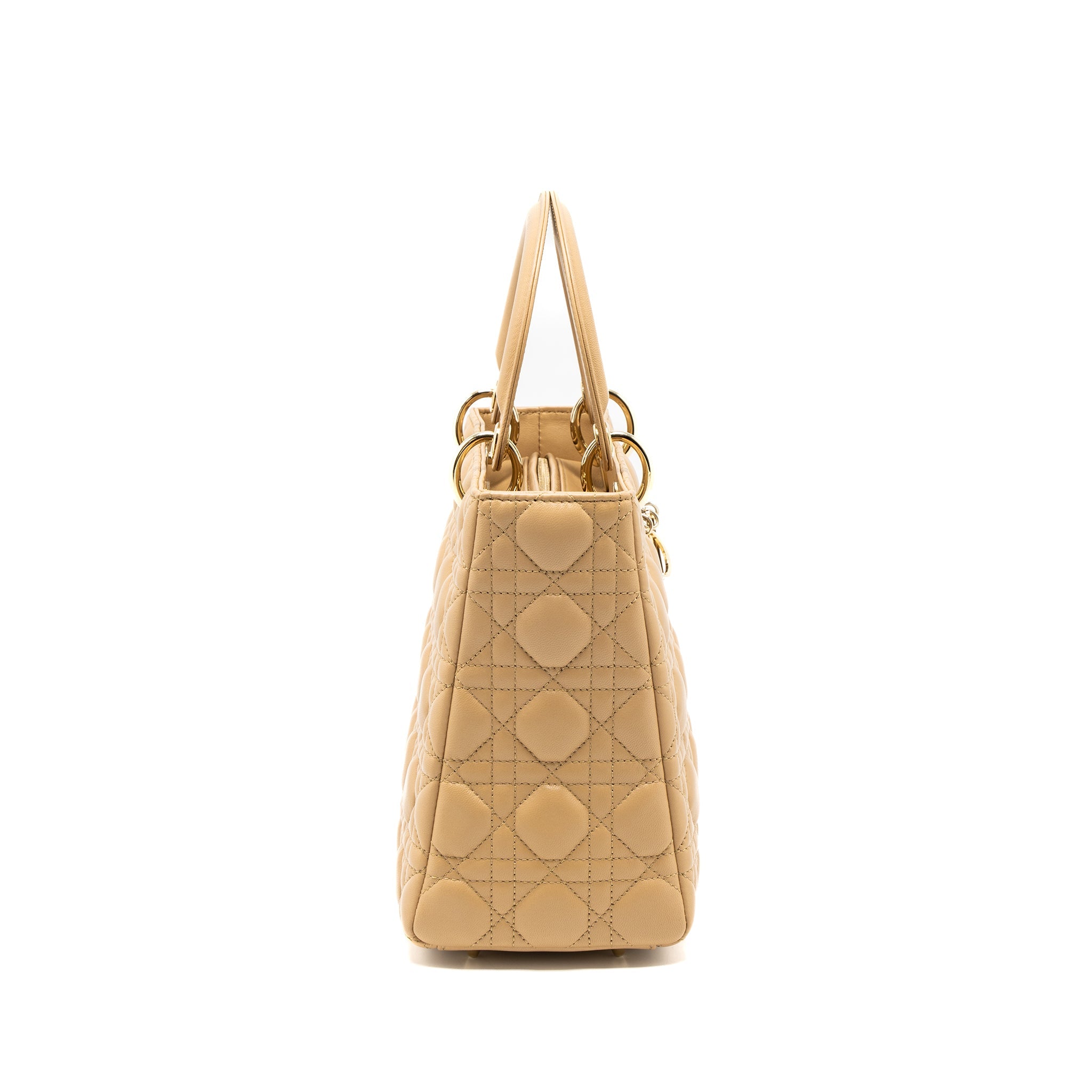 DIOR MEDIUM LADY DIOR LAMBSKIN BEIGE LGHW