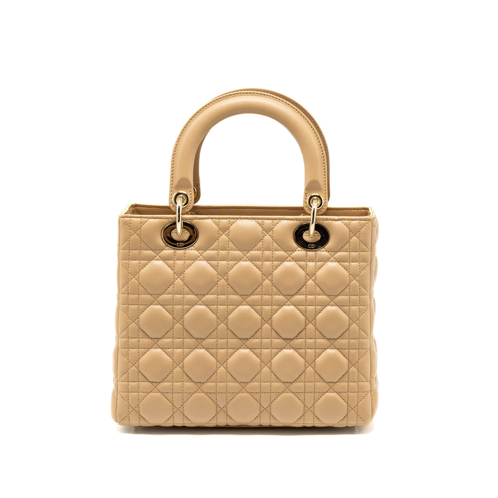 DIOR MEDIUM LADY DIOR LAMBSKIN BEIGE LGHW