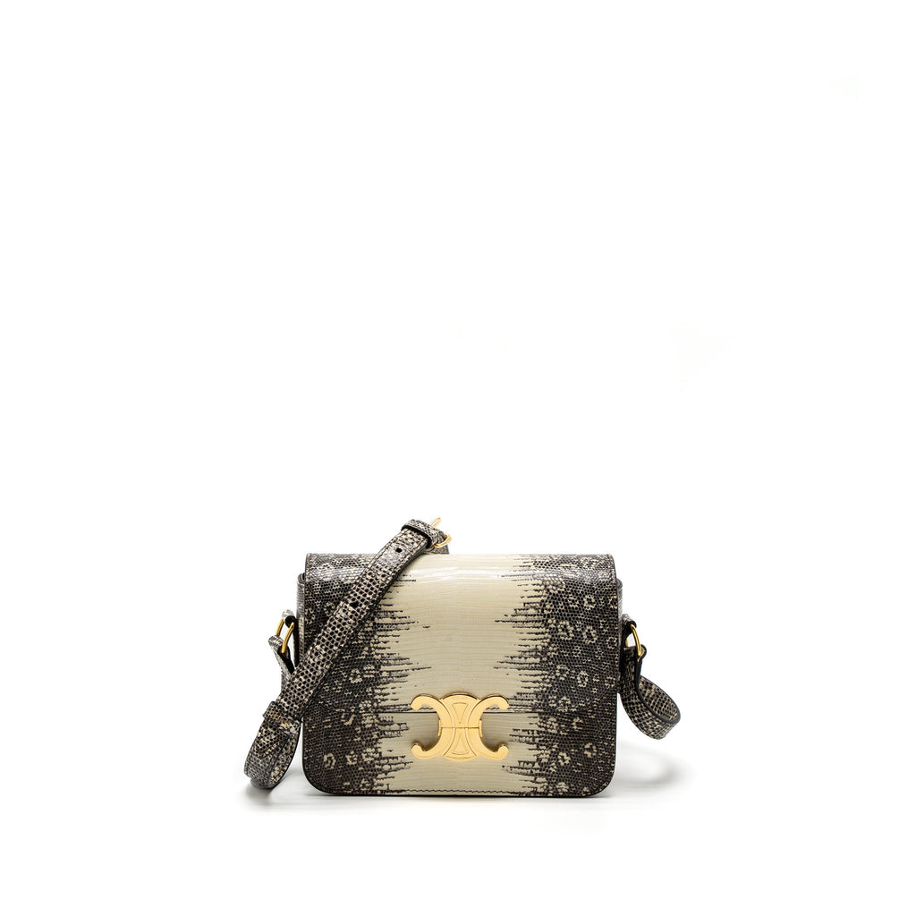 CELINE TEEN TRIOMPHE BAG LIZARD NATURAL COLOUR GHW
