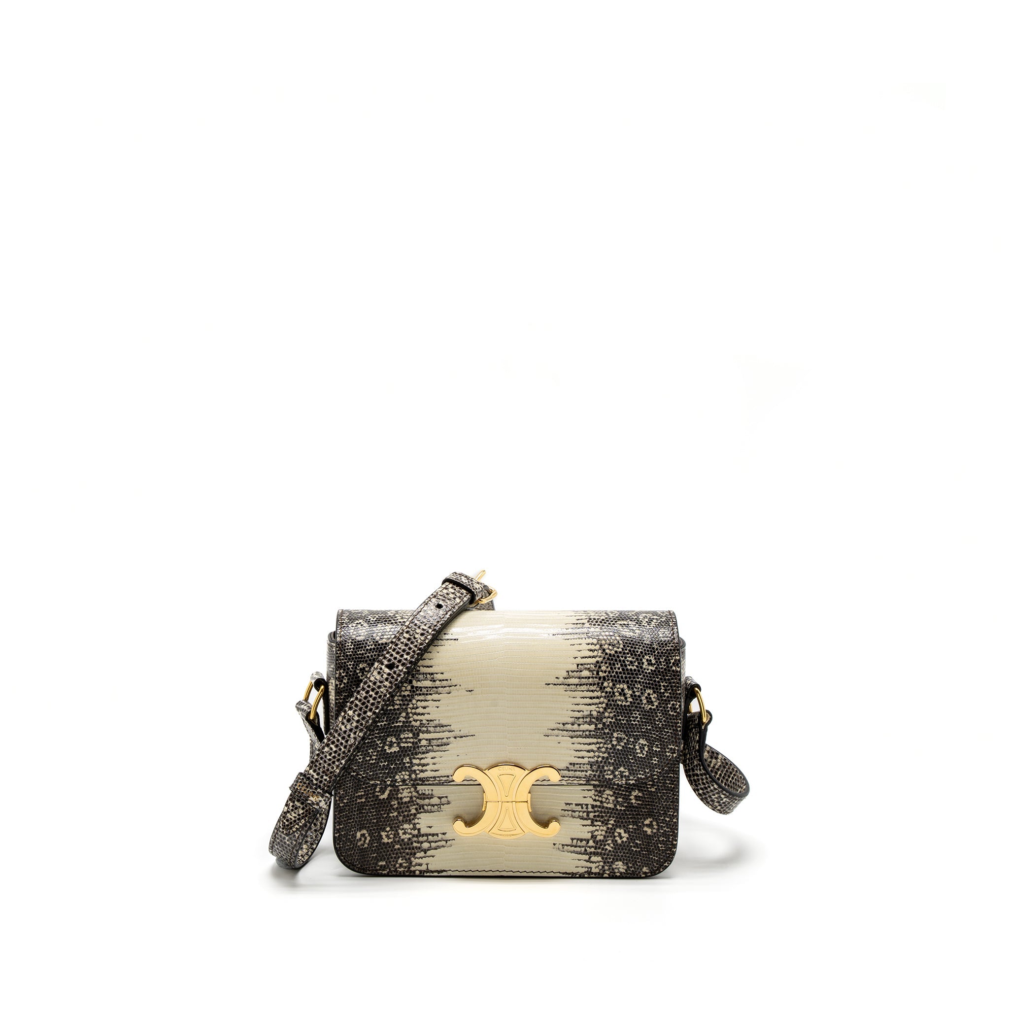 CELINE TEEN TRIOMPHE BAG LIZARD NATURAL COLOUR GHW