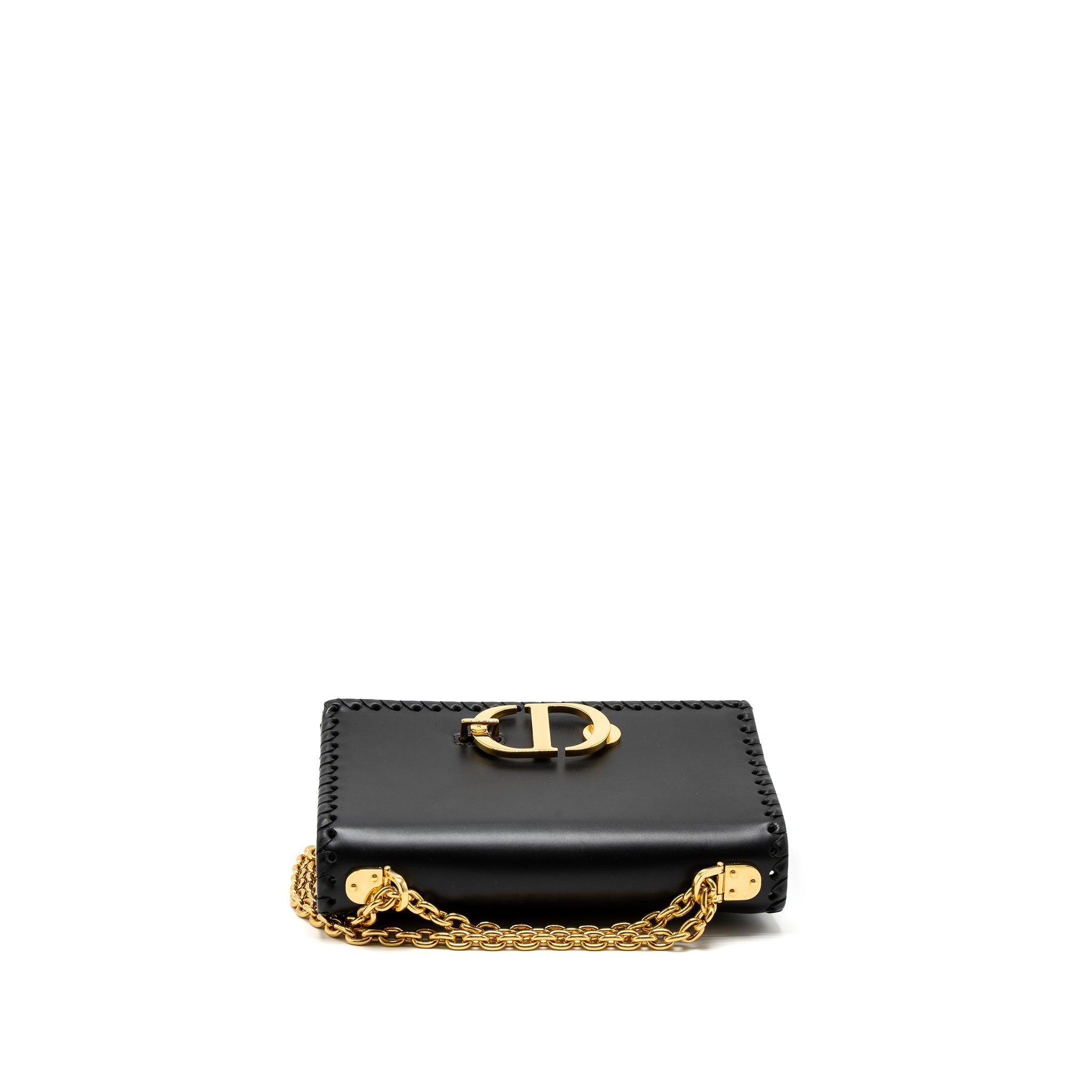 DIOR 30 MONTAIGNE FLAP BAG CALFSKIN BLACK GHW