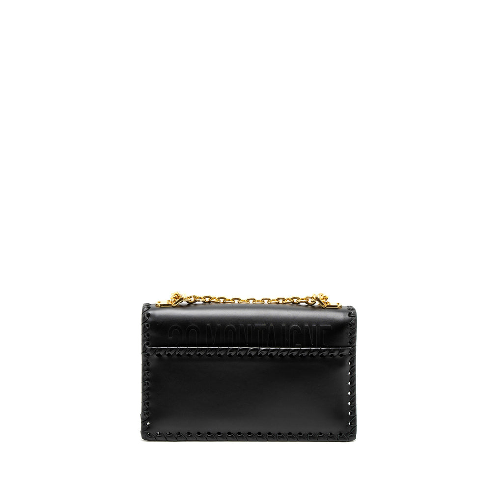 DIOR 30 MONTAIGNE FLAP BAG CALFSKIN BLACK GHW