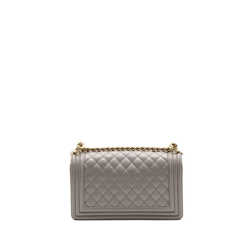 CHANEL MEDIUM BOY BAG CAVIAR LIGHT GREY LGHW
