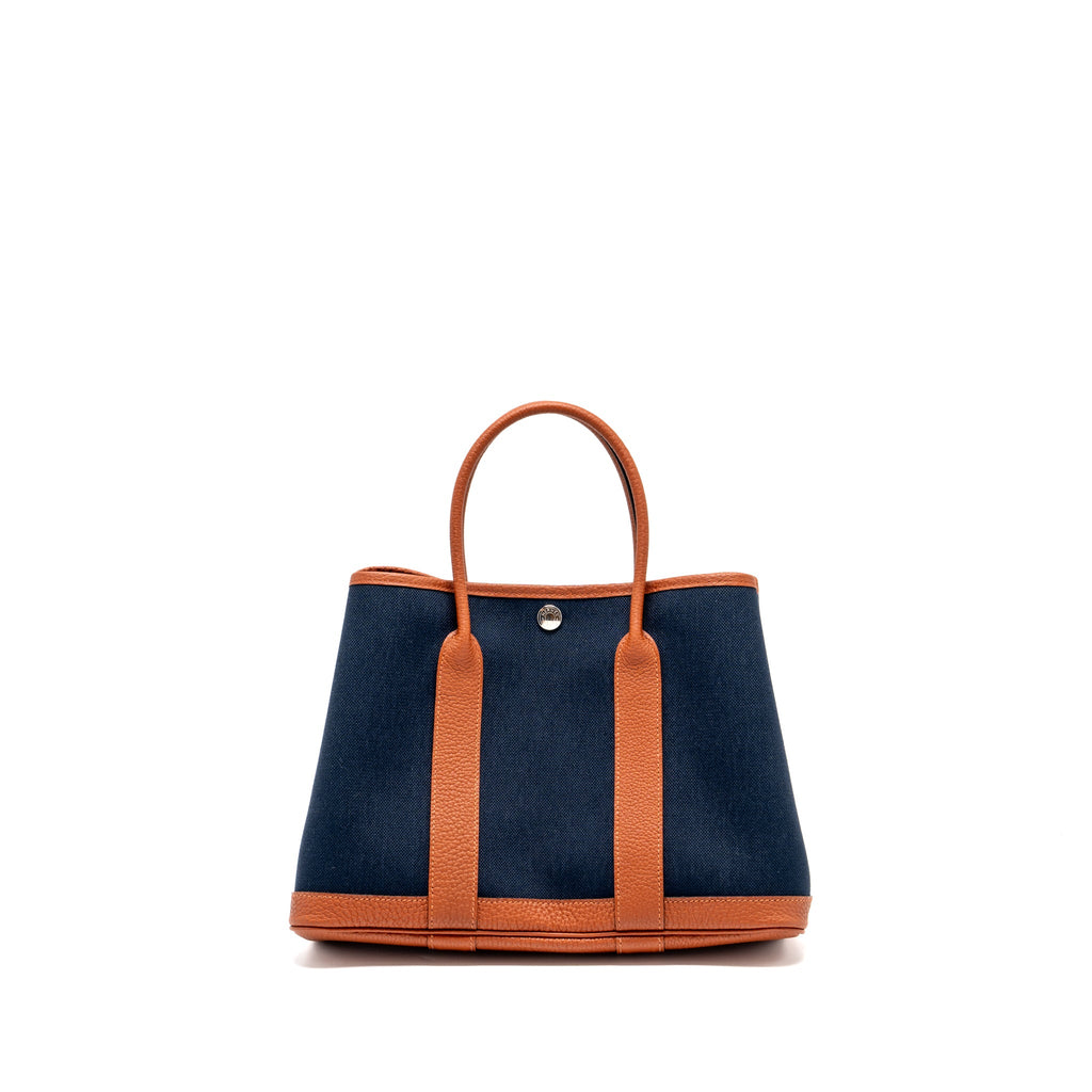 HERMES GARDEN PARTY 30 CANVAS/NEGONDA BLUE MARINE/CUIVRE SHW