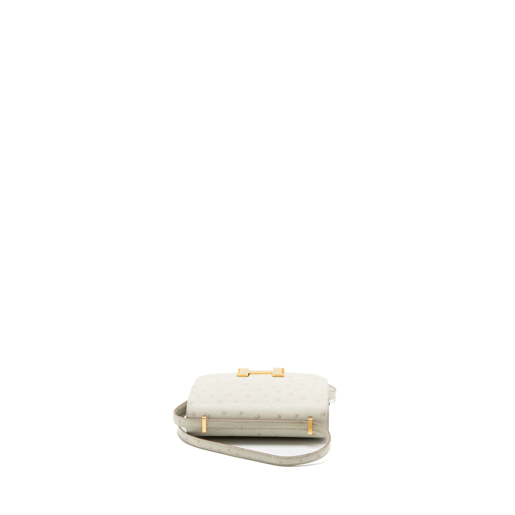 HERMES MINI CONSTANCE OSTRICH GRIS PERLE GHW