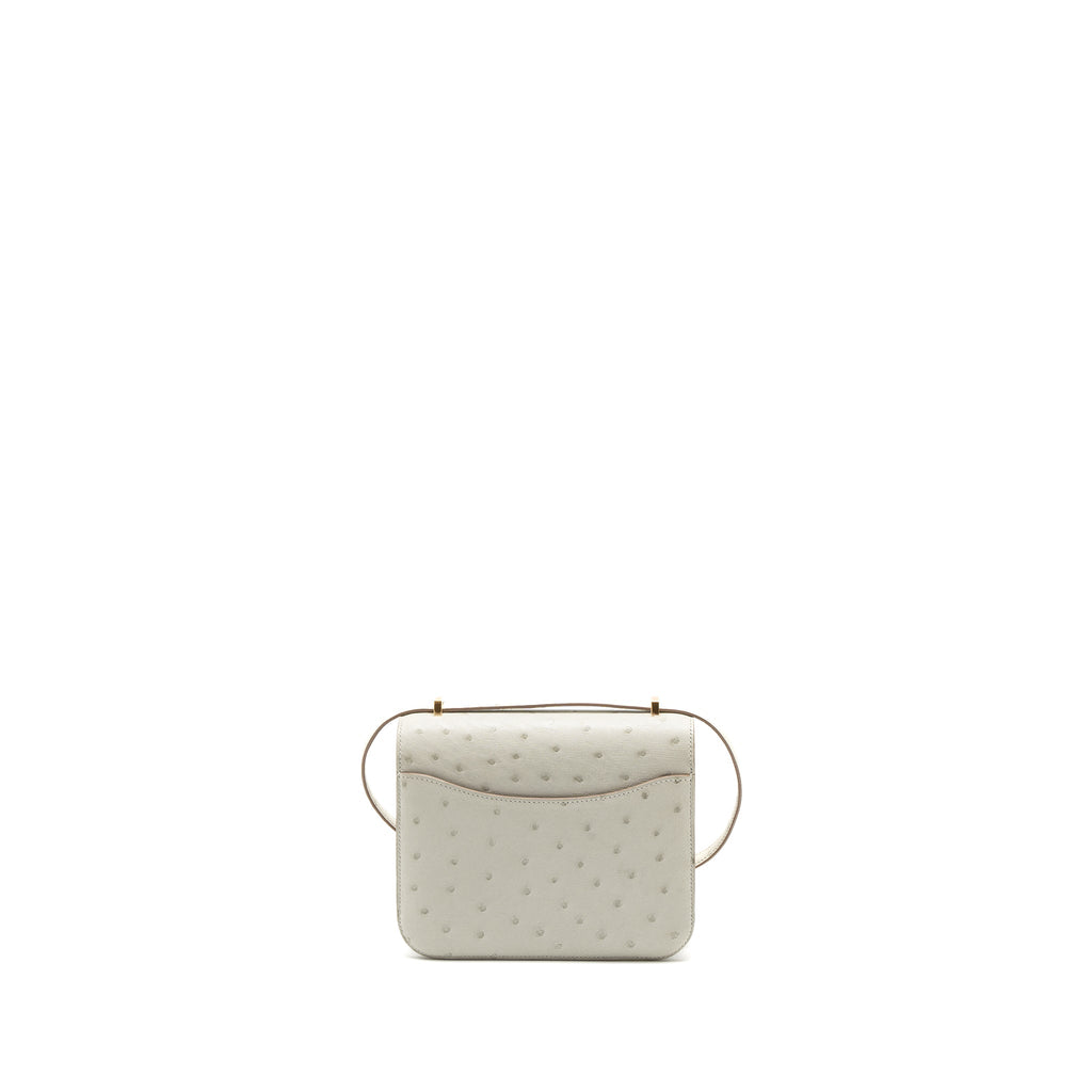 HERMES MINI CONSTANCE OSTRICH GRIS PERLE GHW