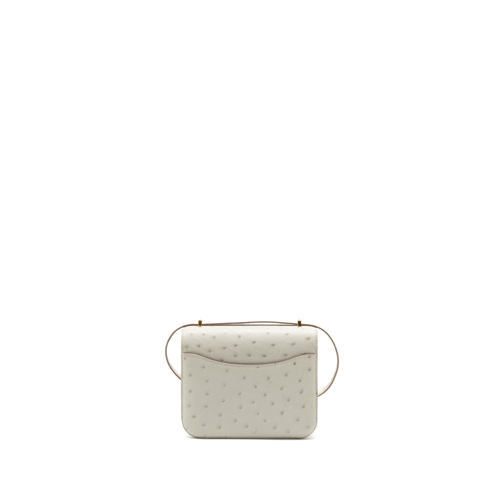 HERMES MINI CONSTANCE OSTRICH GRIS PERLE GHW