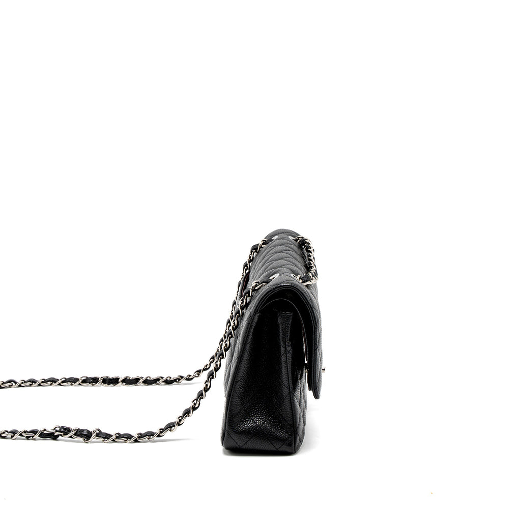 CHANEL MEDIUM CLASSIC DOUBLE FLAP BAG CAVIAR BLACK SHW