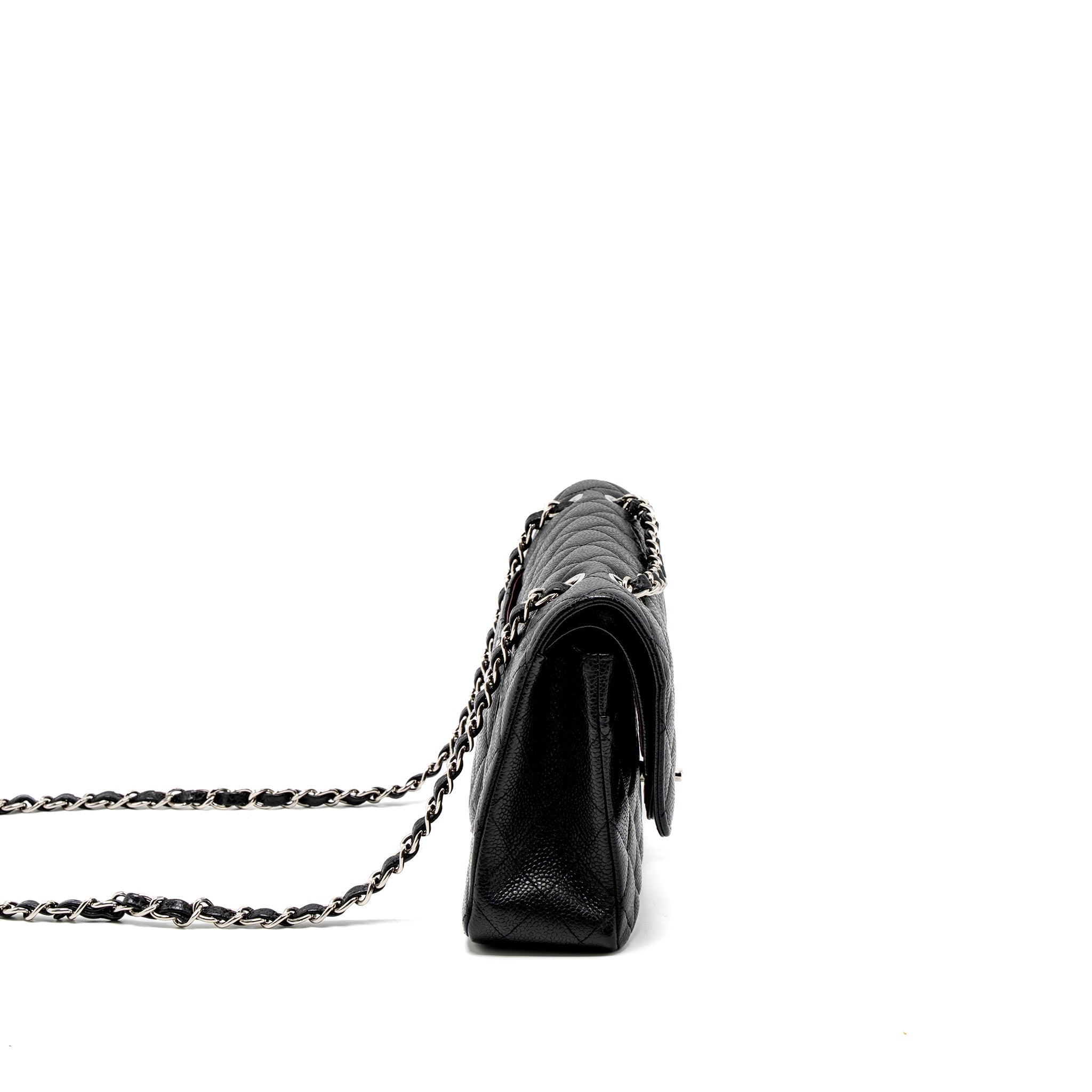 CHANEL MEDIUM CLASSIC DOUBLE FLAP BAG CAVIAR BLACK SHW