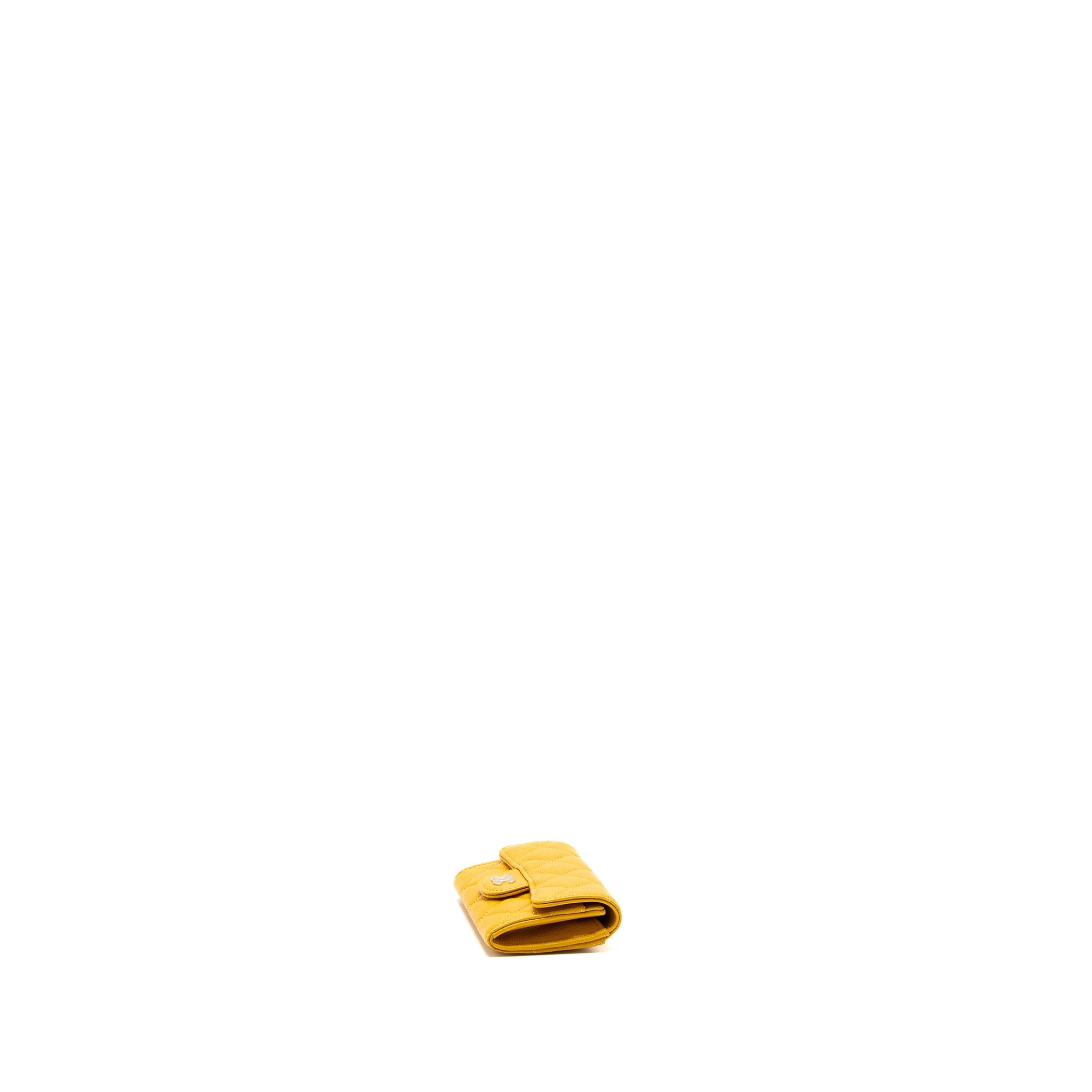 CHANEL 22A CLASSIC FLAP CARD HOLDER CAVIAR YELLOW GHW(MICROCHIP)