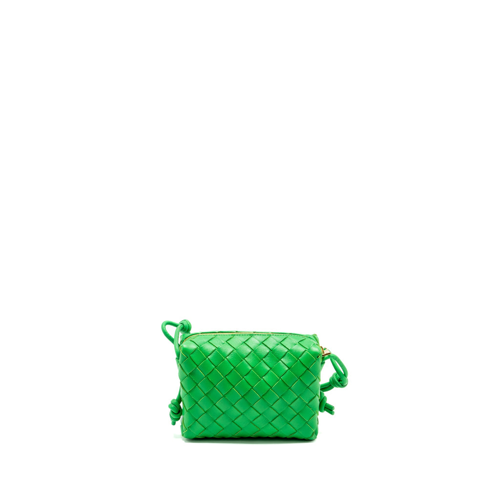 BOTTEGA VENETA MINI LOOP CAMERA BAG LAMBSKIN GREEN GHW