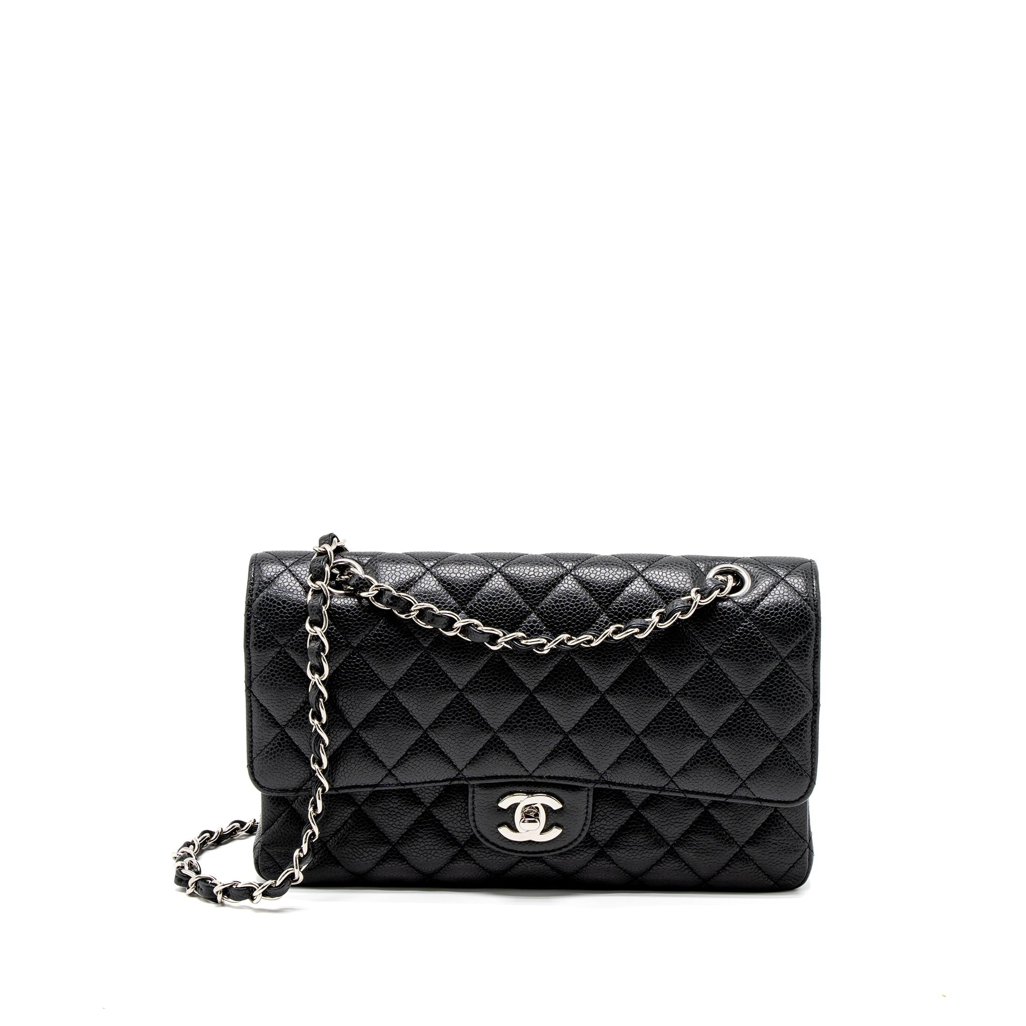 CHANEL MEDIUM CLASSIC DOUBLE FLAP BAG CAVIAR BLACK SHW