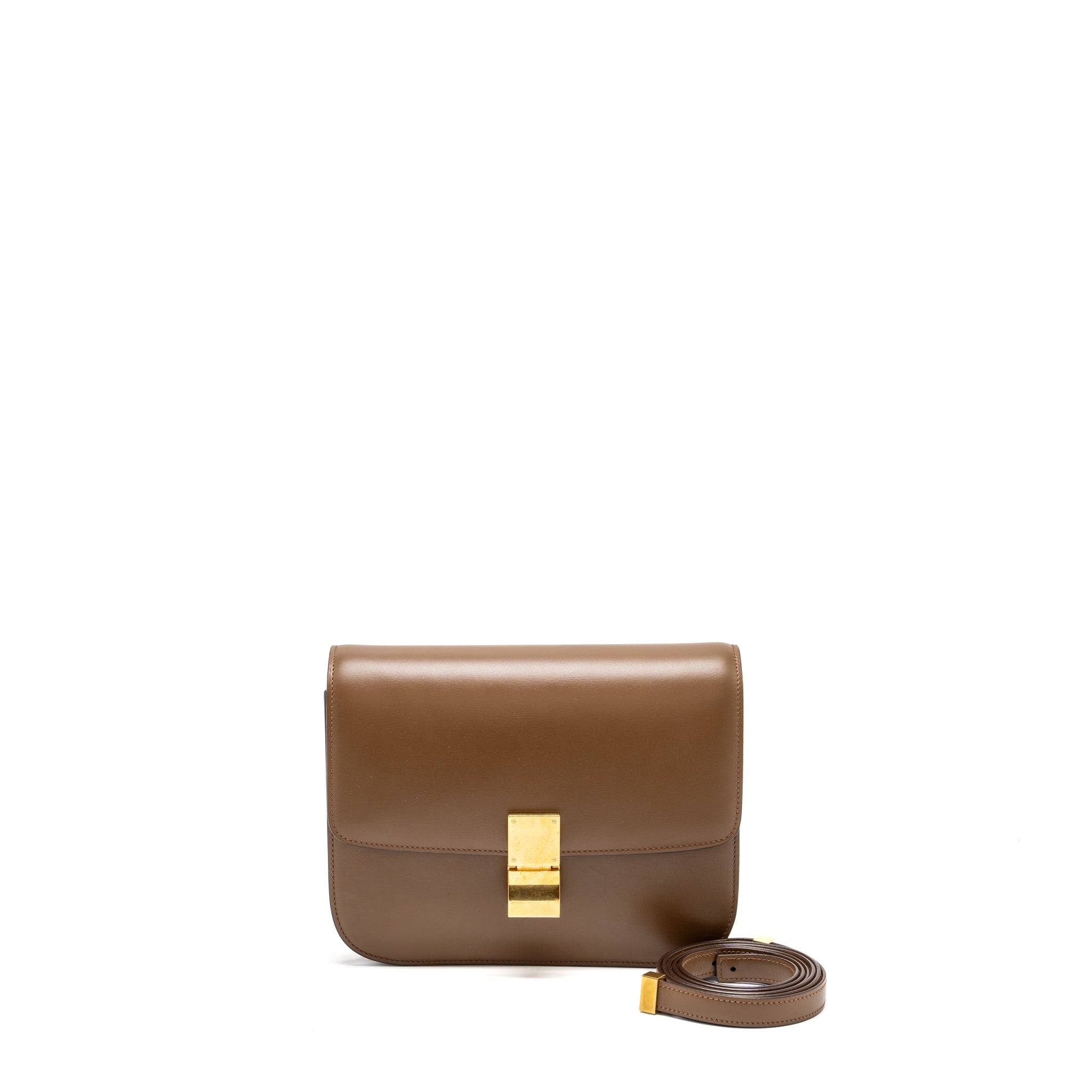 CELINE MEDIUM CLASSIC BOX BAG CALFSKIN BROWN GHW