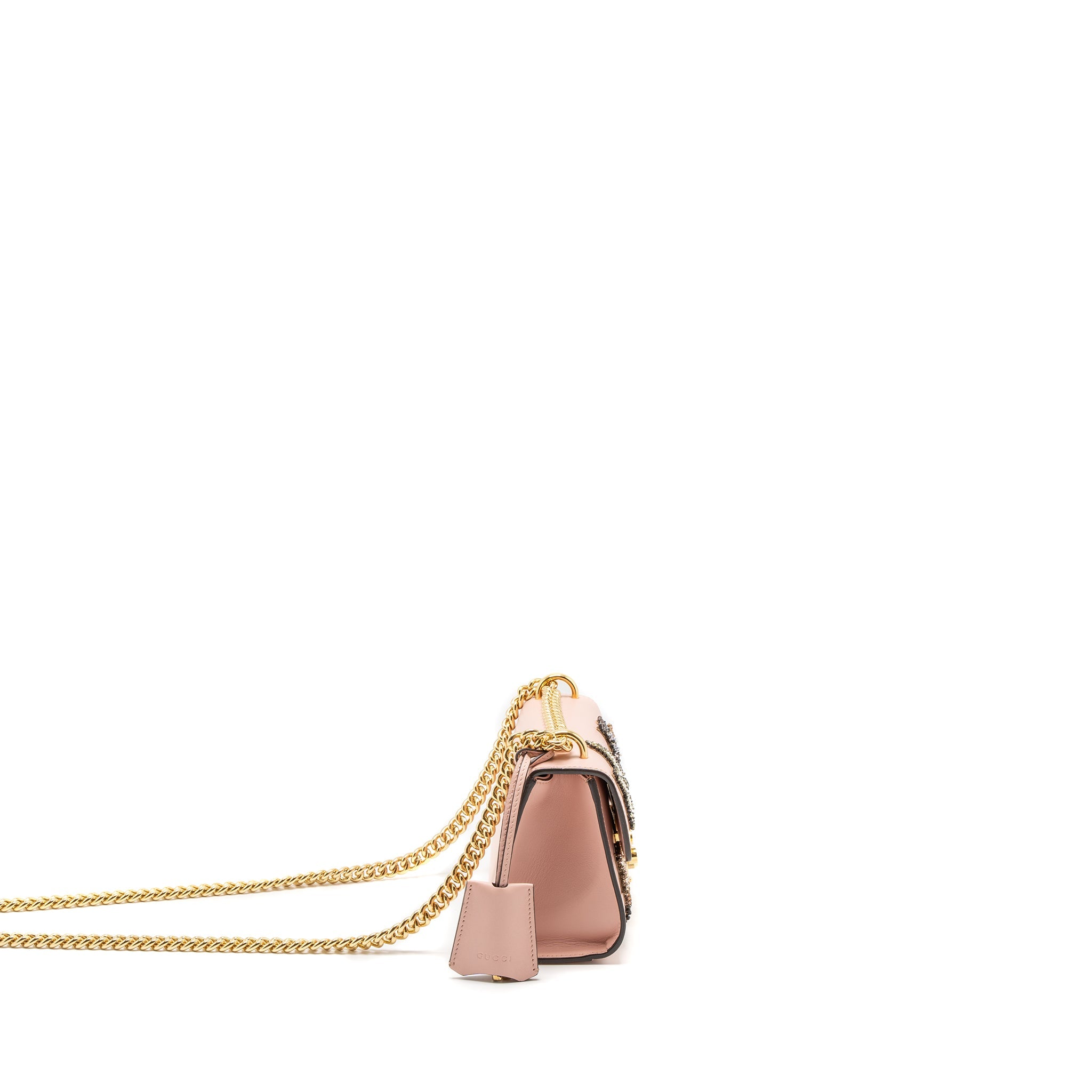 GUCCI PADLOCK CHAIN BAG CRYSTAL STAR LIMITED CALFSKIN PINK GHW
