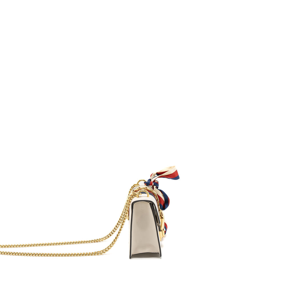 GUCCI MINI SYLVIE CHAIN BAG CALFSKIN WHITE/MULTICOLOUR GHW