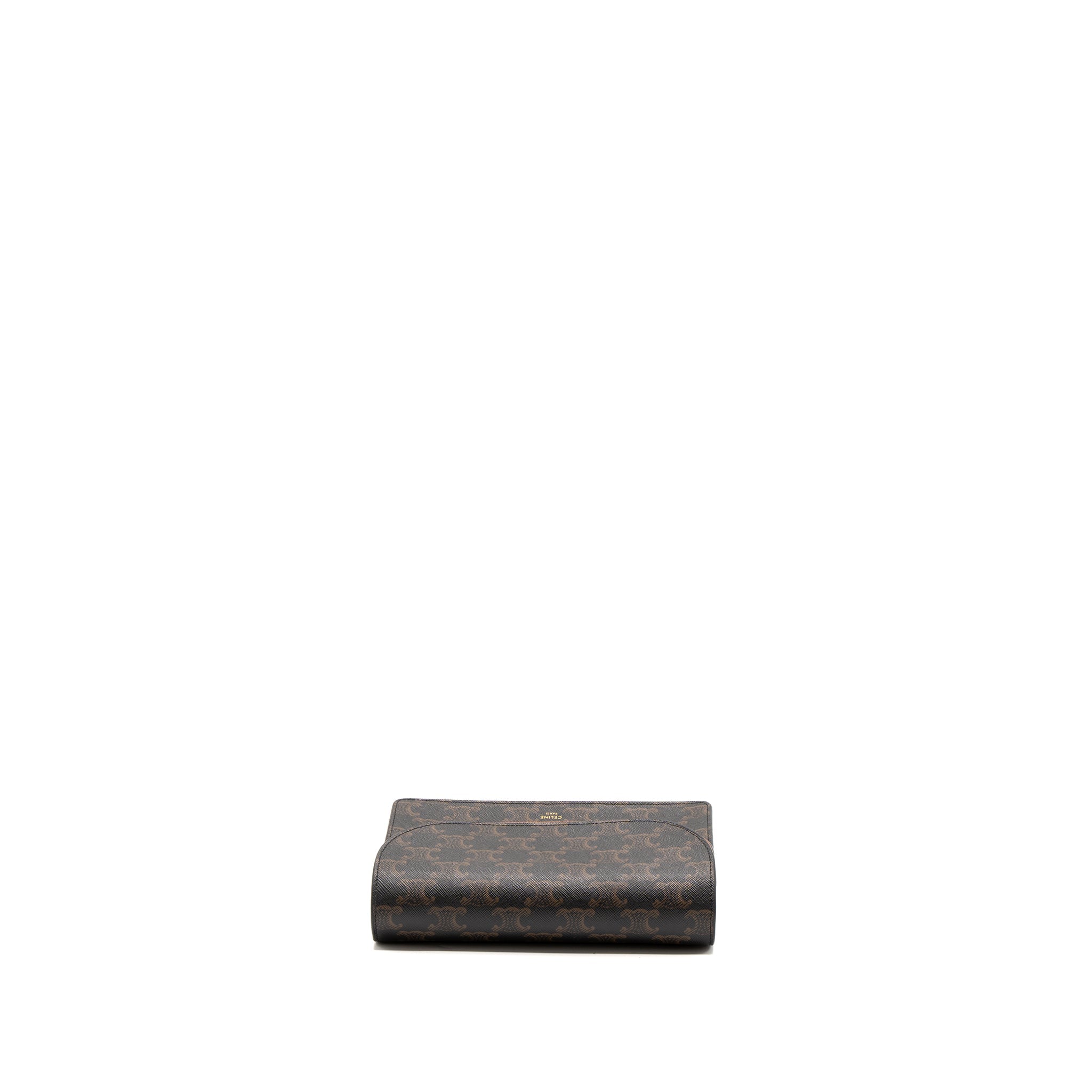 CELINE WALLET ON STRAP TRIOMPHE CANVAS/SMOOTH LAMBSKIN TAN GHW