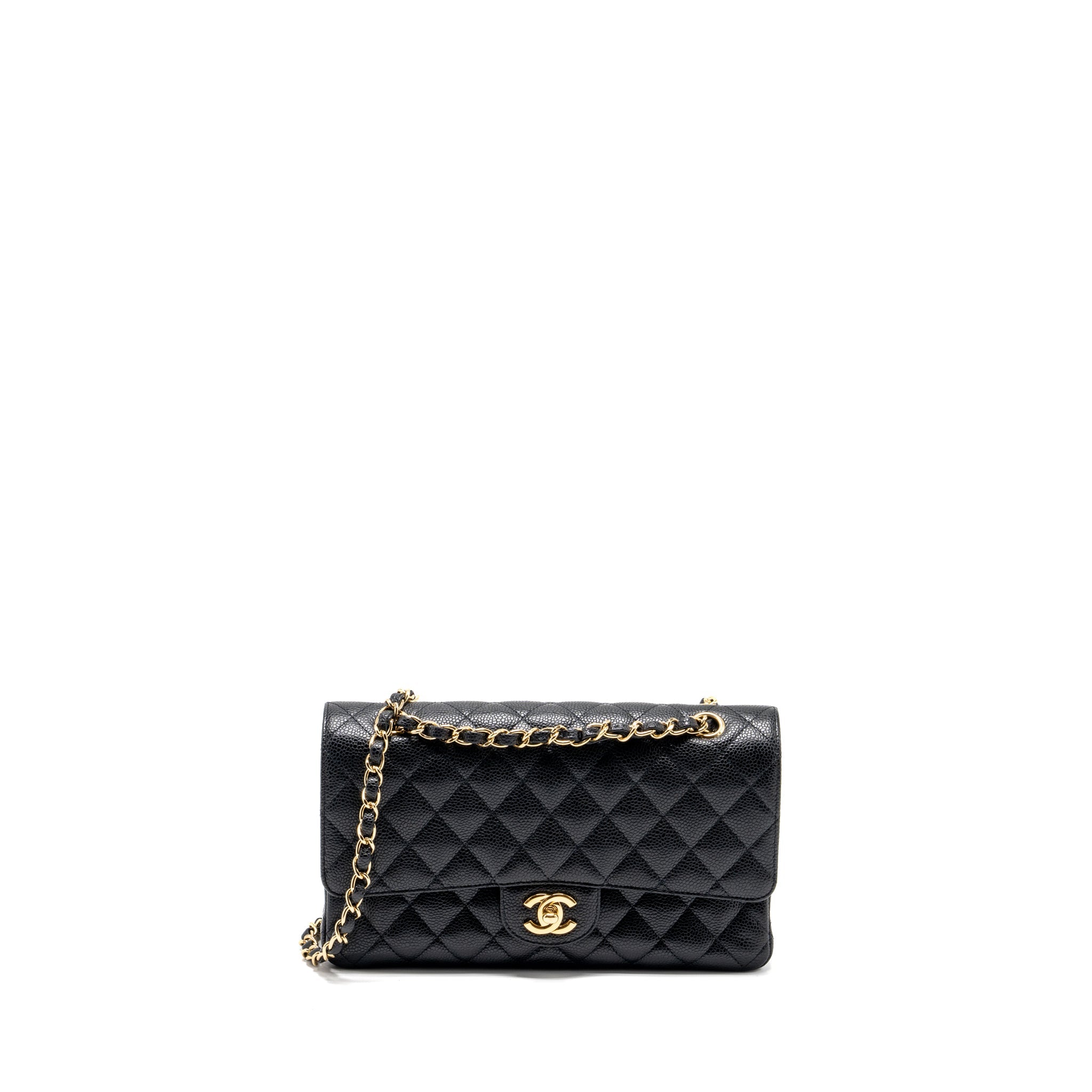 CHANEL MEDIUM CLASSIC DOUBLE FLAP BAG CAVIAR BLACK GHW