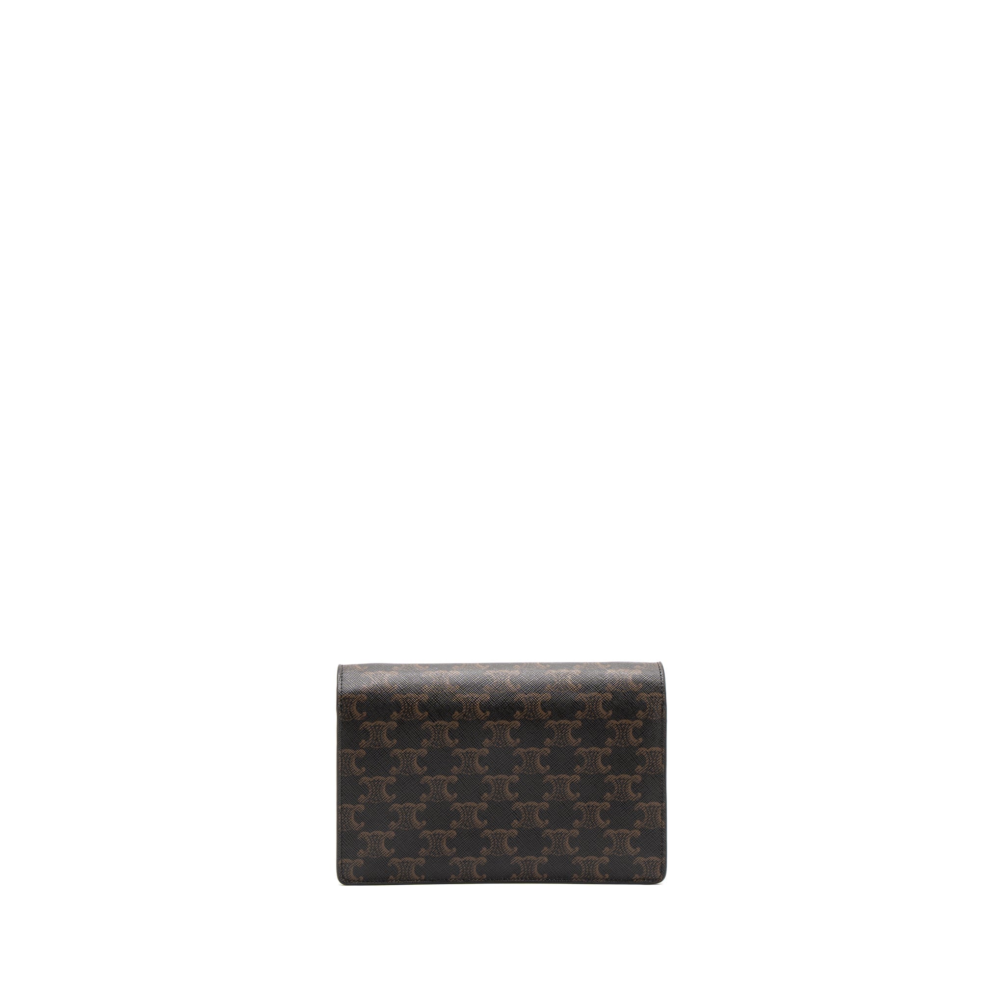 CELINE WALLET ON STRAP TRIOMPHE CANVAS/SMOOTH LAMBSKIN TAN GHW