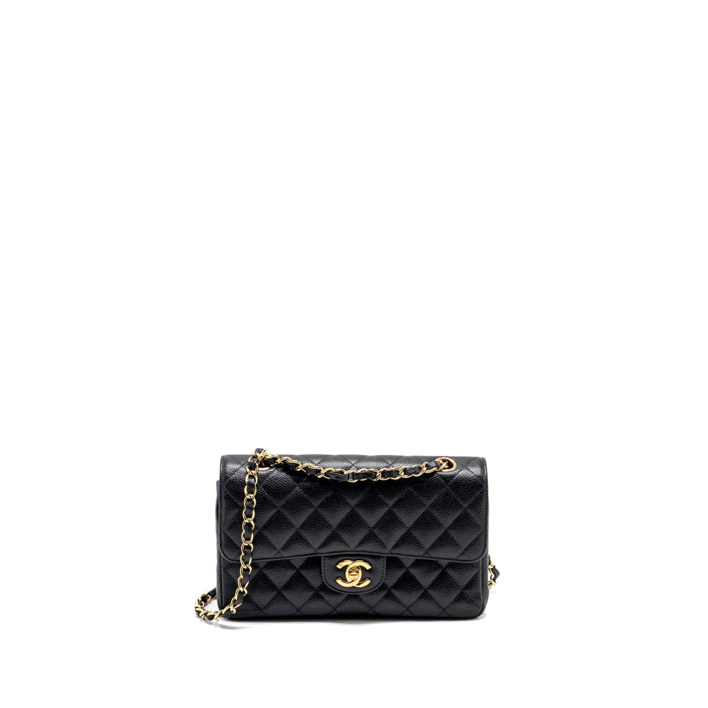 CHANEL VINTAGE SMALL CLASSIC DOUBLE FLAP BAG CAVIAR BLACK GHW