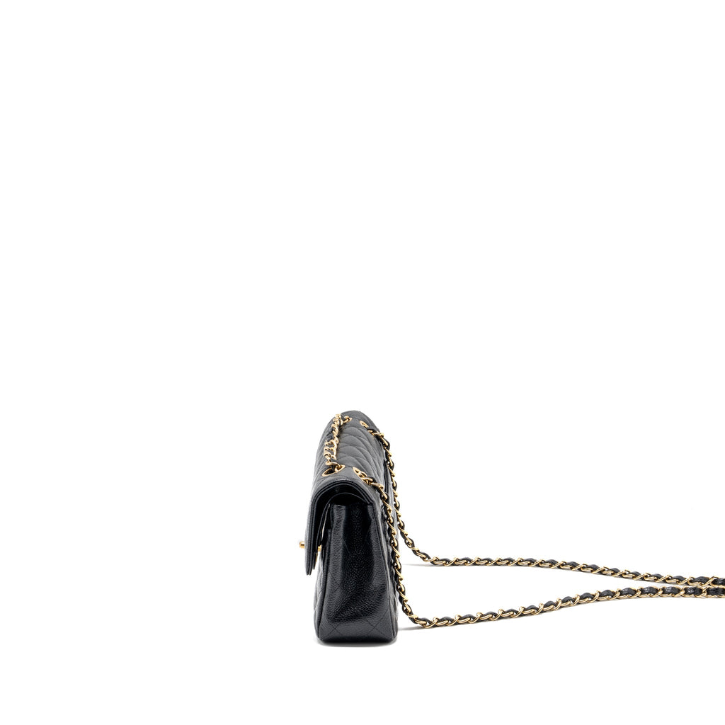 CHANEL VINTAGE SMALL CLASSIC DOUBLE FLAP BAG CAVIAR BLACK GHW