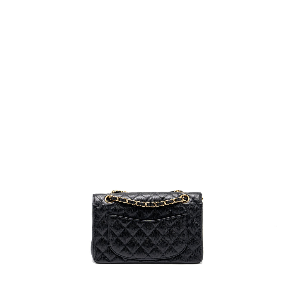 CHANEL VINTAGE SMALL CLASSIC DOUBLE FLAP BAG CAVIAR BLACK GHW