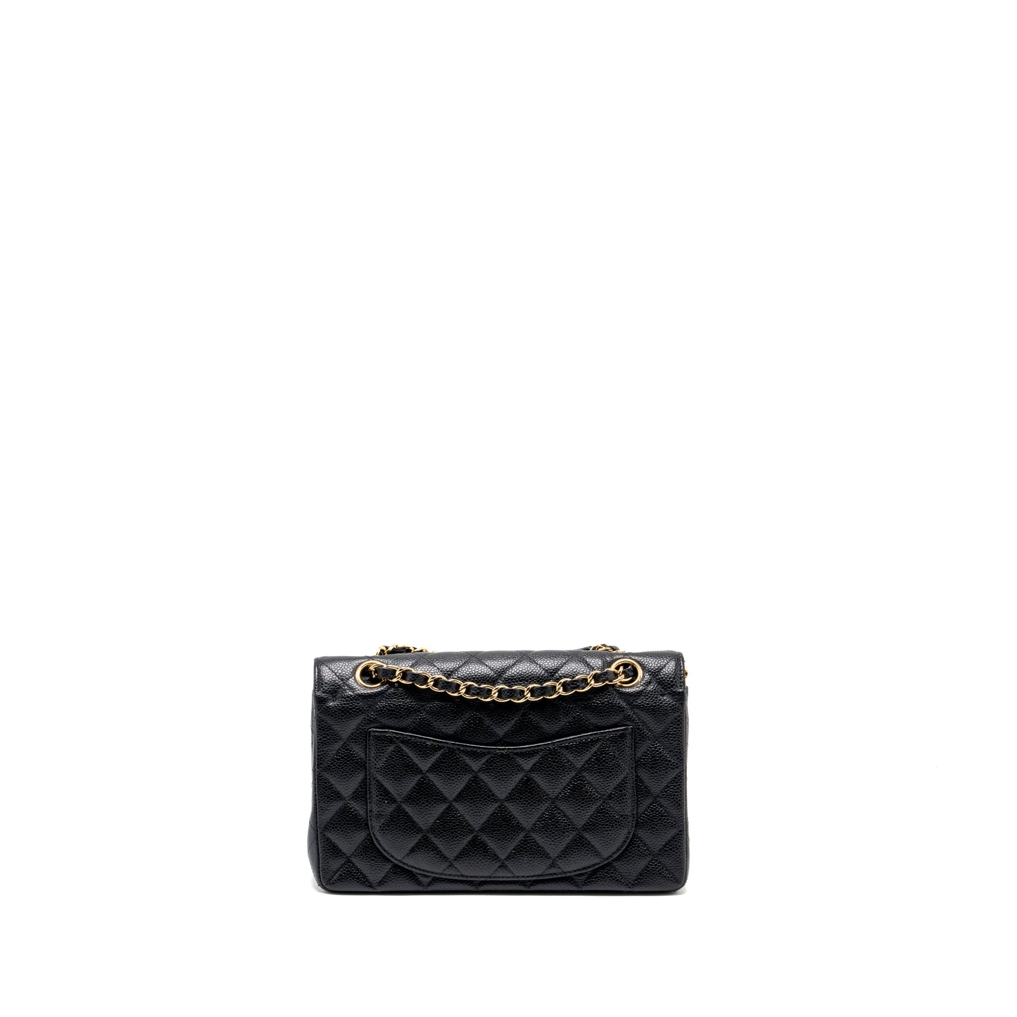 CHANEL VINTAGE SMALL CLASSIC DOUBLE FLAP BAG CAVIAR BLACK GHW