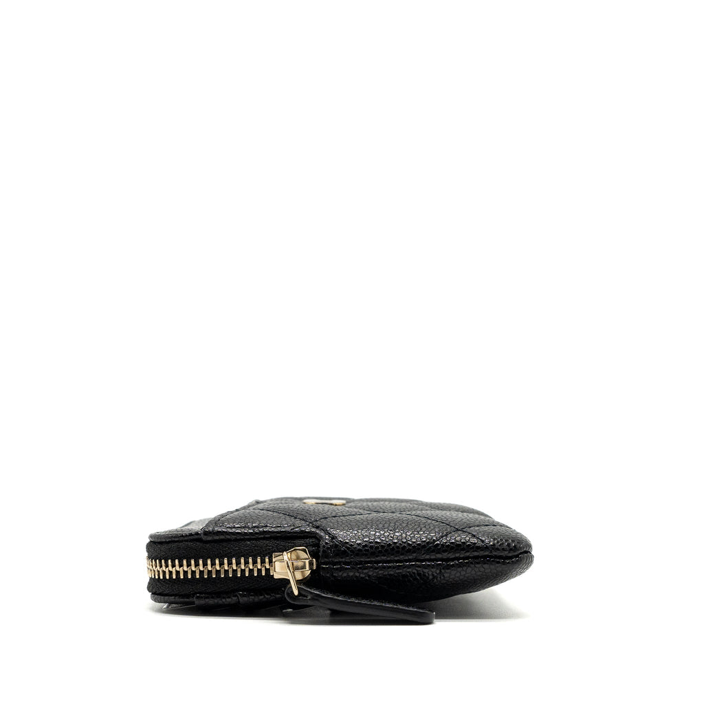 CHANEL SQUARE ZIPPER POUCH CARD HOLDER CAVIAR BLACK LGHW (MICROCHIP)