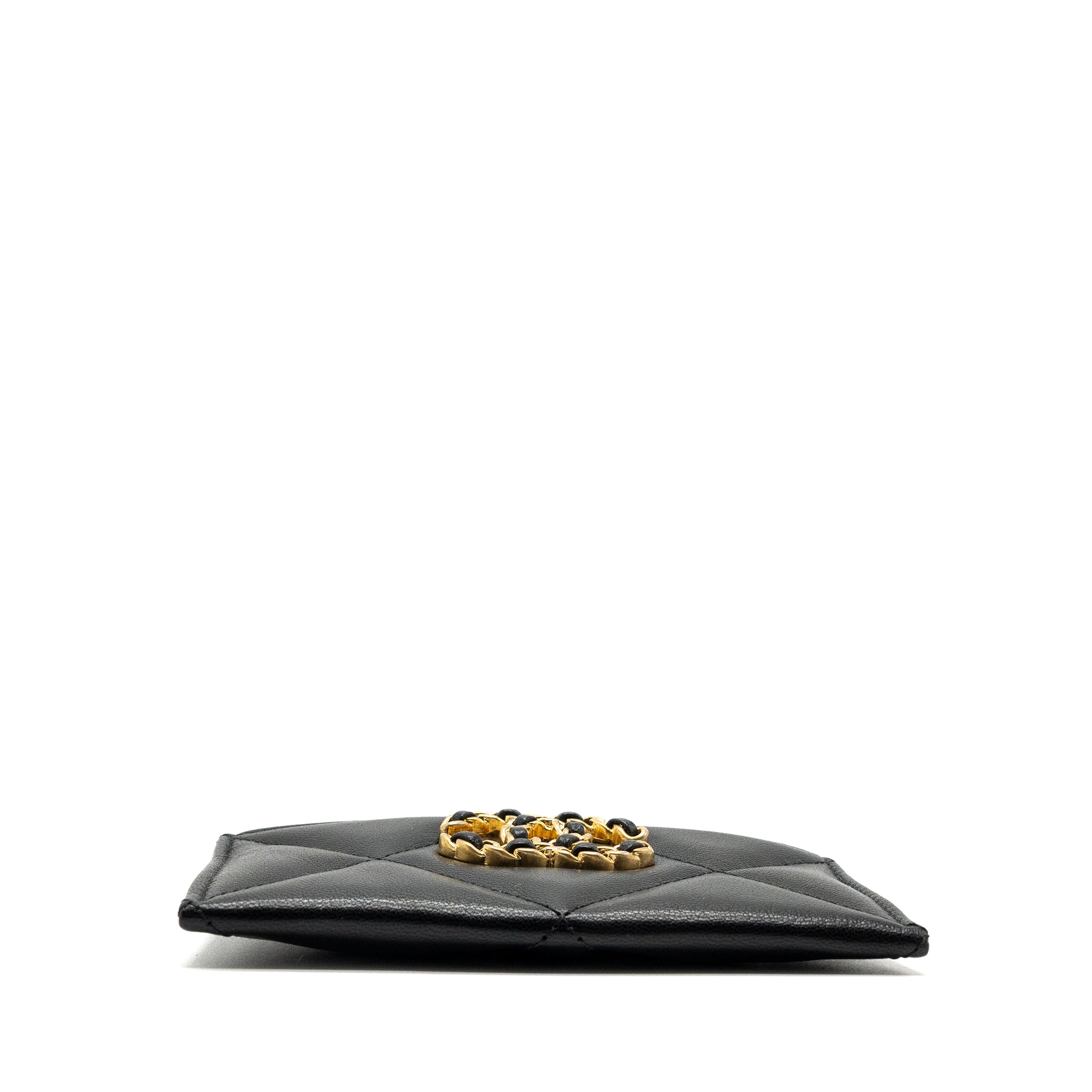 CHANEL 19 CARDHOLDER LAMBSKIN BLACK GHW
